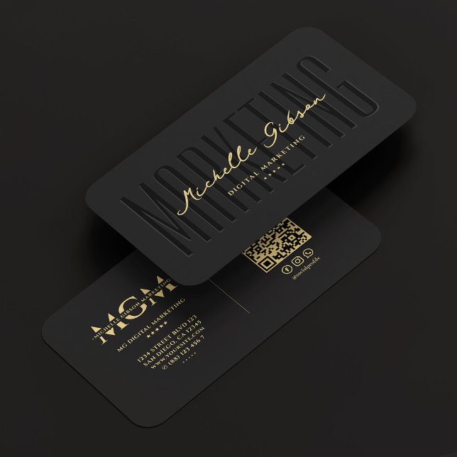 Elegantes, modernes Marketing Monogram Black Visitenkarte (Elegant Modern Marketing Monogram Black Gold Business Card
)