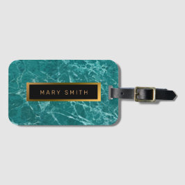 Elegantes, modernes Marmorschwarz Gold Gepäckanhänger