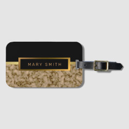 Elegantes, modernes Marmorschwarz Gold Gepäckanhänger
