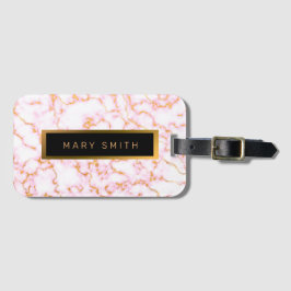 Elegantes, modernes Marmorschwarz Gold Gepäckanhänger