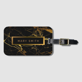 Elegantes, modernes Marmorschwarz Gold Gepäckanhänger