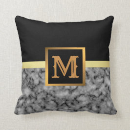 Elegantes, modernes Marmorschwarz Gold Kissen