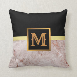 Elegantes, modernes Marmorschwarz Gold Kissen