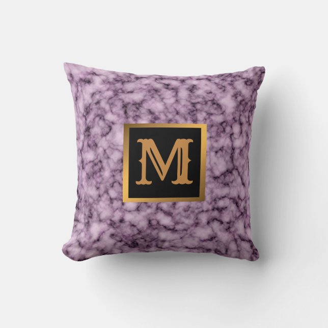 Elegantes, modernes Marmorschwarz Gold Kissen (Vorderseite)