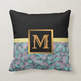 Elegantes, modernes Marmorschwarz Gold Kissen