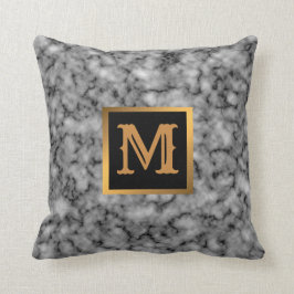 Elegantes, modernes Marmorschwarz Gold Kissen