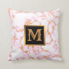 Elegantes, modernes Marmorschwarz Gold Kissen