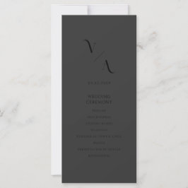 Elegantes, modernes Matte Black Wedding Programm
