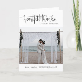 Elegantes, modernes Minimal-Script-Hochzeitsskript Dankeskarte