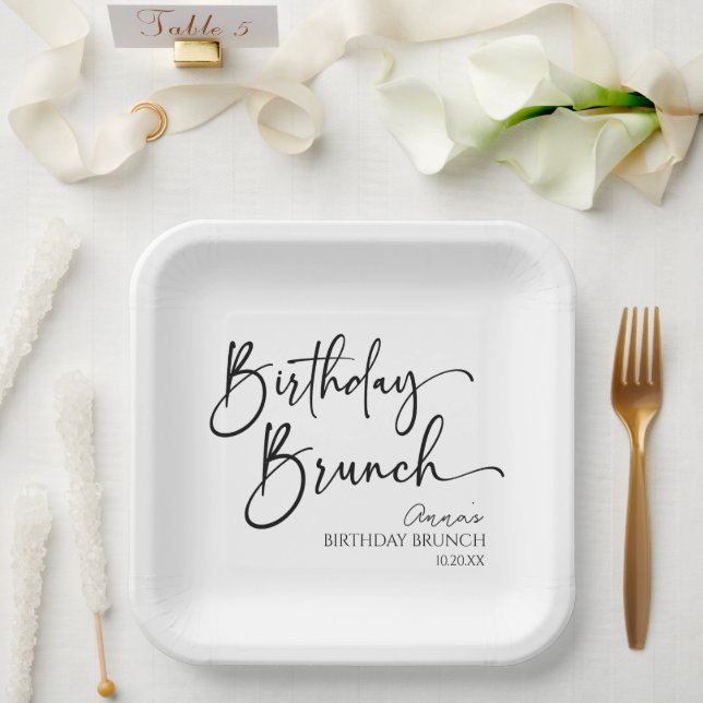 Elegantes, modernes Minimalistisches Brunch-Party Pappteller (Hochzeit)
