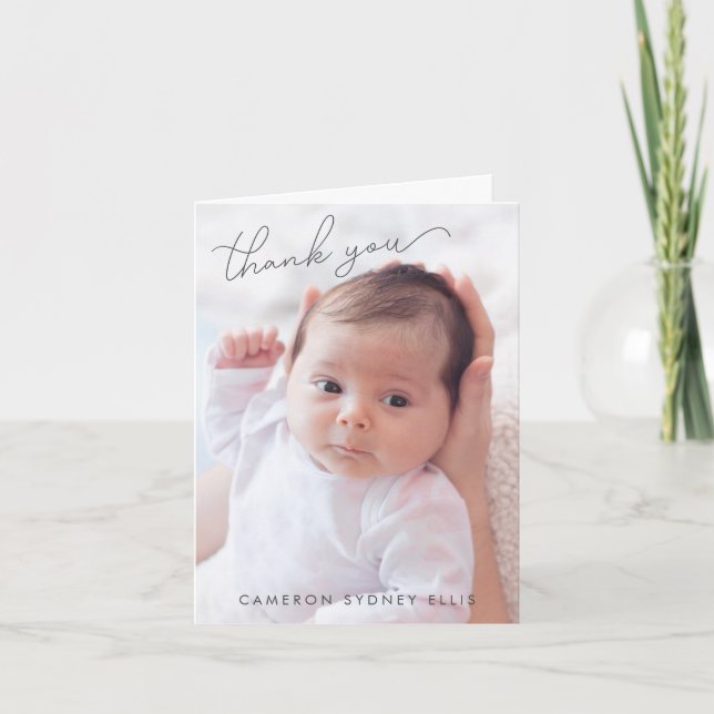 Elegantes, modernes Minimalistisches Foto mit zwei Dankeskarte (Vorderseite)