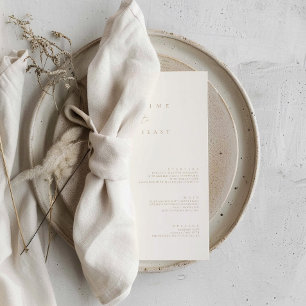 Elegantes, modernes Minimalistisches Hochzeitsmenü Einladung