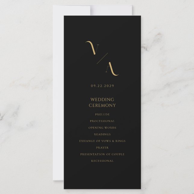 Elegantes modernes Minimalistisches Hochzeitsprogr (Vorderseite)