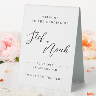 Elegantes, modernes Minimalistisches Hochzeitssymb Tischaufsteller