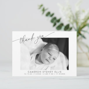 Elegantes modernes minimalistisches Skript Baby-Fo Dankeskarte