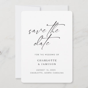 Elegantes modernes minimalistisches Skript Schwarz Save The Date