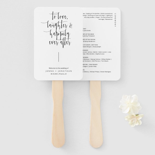 Elegantes, modernes Minimalistisches SkriptWedding Fächer (Vorne und Hinten)