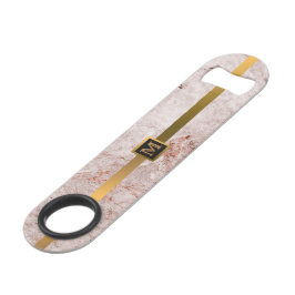 Elegantes, modernes Mit Monogramm Marmorschwarz Speed Flaschenöffner