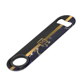 Elegantes, modernes Mit Monogramm Marmorschwarz Speed Flaschenöffner