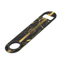 Elegantes, modernes Mit Monogramm Marmorschwarz Speed Flaschenöffner