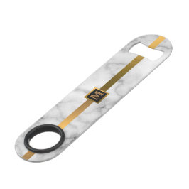 Elegantes, modernes Mit Monogramm Marmorschwarz Speed Flaschenöffner