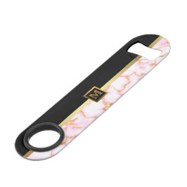 Elegantes, modernes Mit Monogramm Marmorschwarz Speed Flaschenöffner
