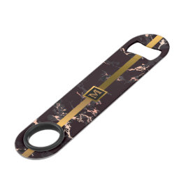 Elegantes, modernes Mit Monogramm Marmorschwarz Speed Flaschenöffner