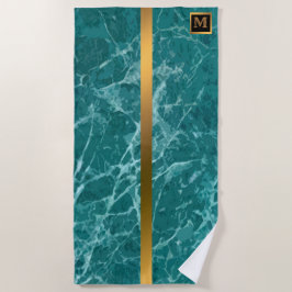 Elegantes, modernes Mit Monogramm Marmorschwarz Strandtuch
