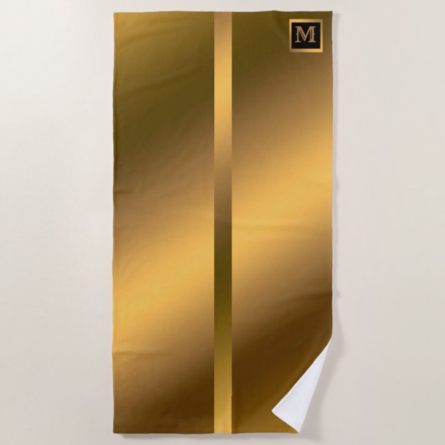 Elegantes, modernes Mit Monogramm Marmorschwarz Strandtuch (Vorderseite)