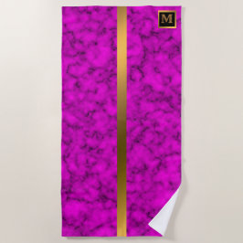 Elegantes, modernes Mit Monogramm Marmorschwarz Strandtuch