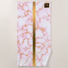 Elegantes, modernes Mit Monogramm Marmorschwarz Strandtuch