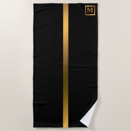 Elegantes, modernes Mit Monogramm Marmorschwarz Strandtuch