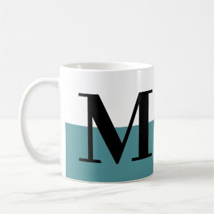 Elegantes, modernes Monogramm-Geschenk Aquamarin Kaffeetasse