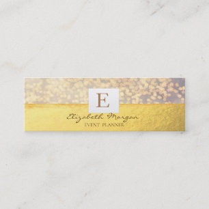Elegantes Modernes Monogramm Gold, Bokeh Mini Visitenkarte