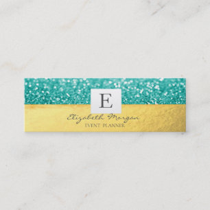 Elegantes Modernes Monogramm Gold, Glitter Bokeh Mini Visitenkarte