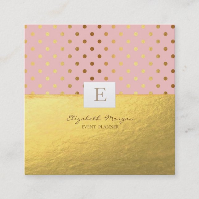 Elegantes, modernes Monogramm Gold ,Punkte Quadratische Visitenkarte (Vorderseite)