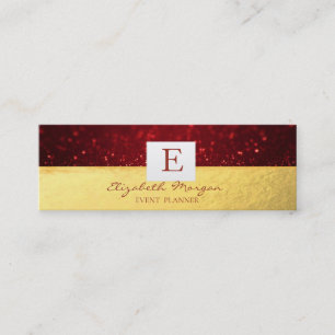 Elegantes modernes Monogramm Gold, roter Glitter-B Mini Visitenkarte