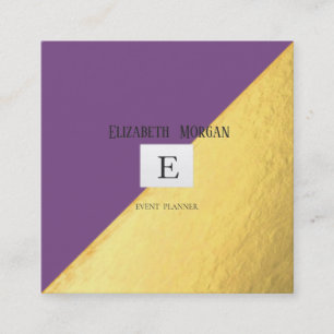 Elegantes modernes Monogramm Gold, Violett Quadratische Visitenkarte