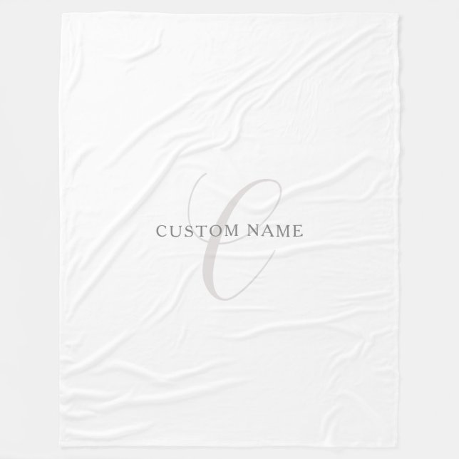 Elegantes modernes Monogramm | Grau und Weiß (edit Fleecedecke (Vorderseite)