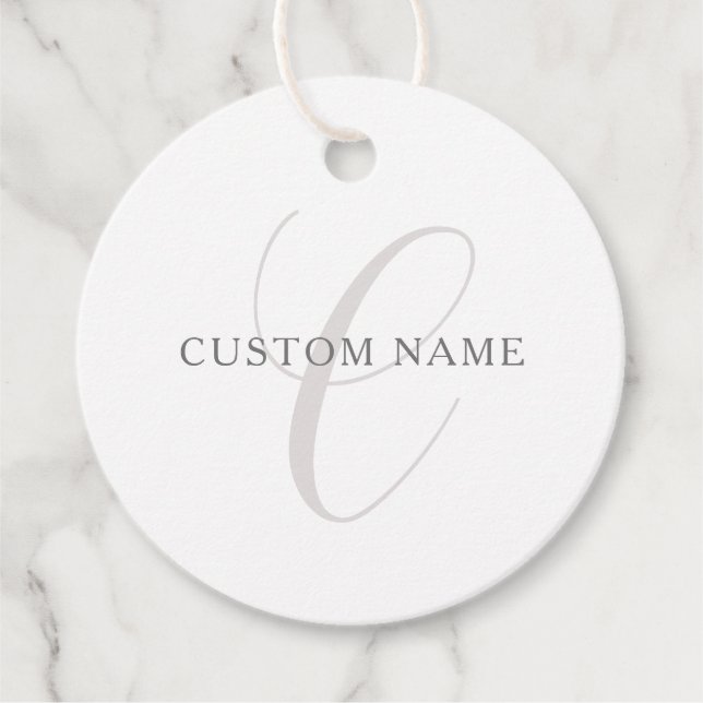 Elegantes modernes Monogramm | Grau und Weiß (edit Geschenkanhänger (Vorderseite)