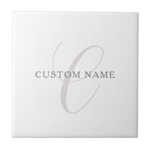 Elegantes modernes Monogramm Grau & Weiß (editie Fliese