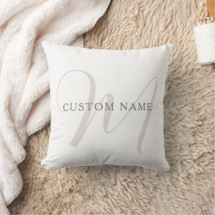 Elegantes modernes Monogramm Grau & Weiß (editie Kissen
