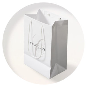 Elegantes modernes Monogramm   Grau & Weiß (editie Mittlere Geschenktüte