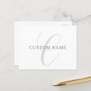 Elegantes modernes Monogramm Grau & Weiß (editie Postkarte