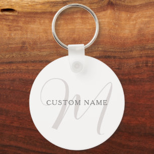 Elegantes modernes Monogramm   Grau & Weiß (editie Schlüsselanhänger