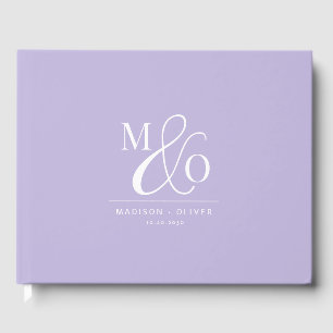 Elegantes modernes Monogramm Hochzeit Lavendel Gästebuch