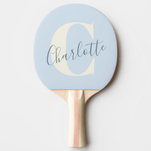 Elegantes modernes Monogramm in sanftem Blau Tischtennis Schläger