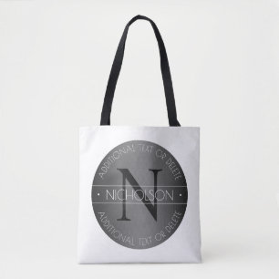 Elegantes modernes Monogramm mit Schwarz-Weiß-Scha Tasche