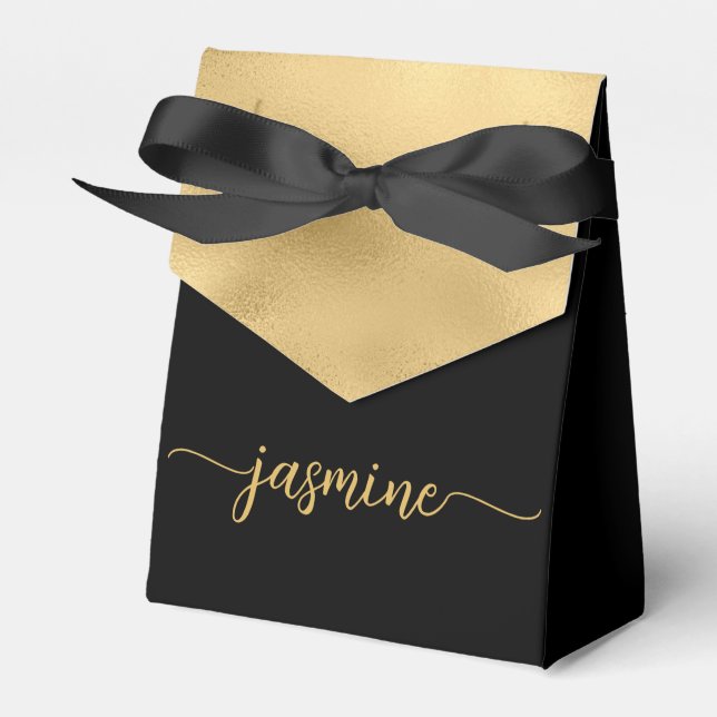 Elegantes, modernes Monogramm Name Script Geschenkschachtel (Vorderseite)