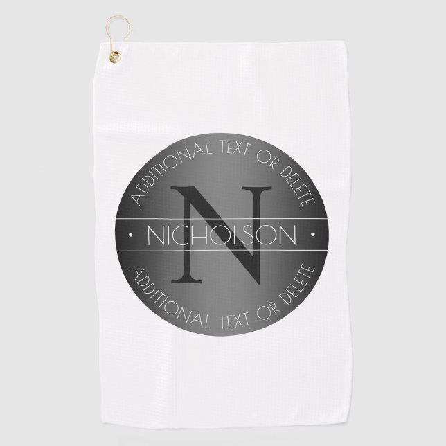 Elegantes modernes Monogramm-Schwarz-Weiß-Shading Golfhandtuch (Vorderseite)